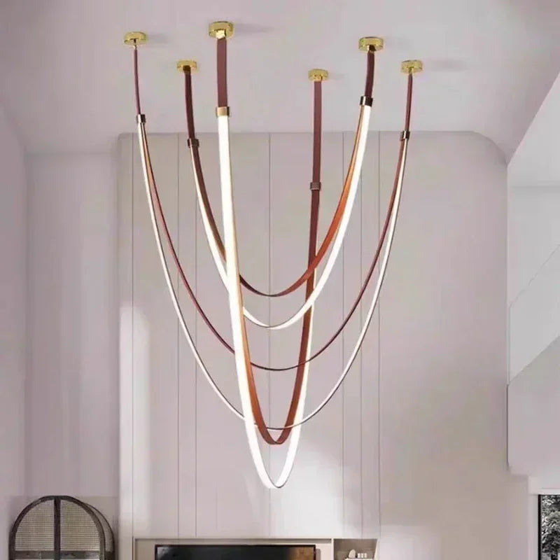 Afralia™ Nordic Belt LED Pendant Lights for Kitchen Island Living Room Chandelier