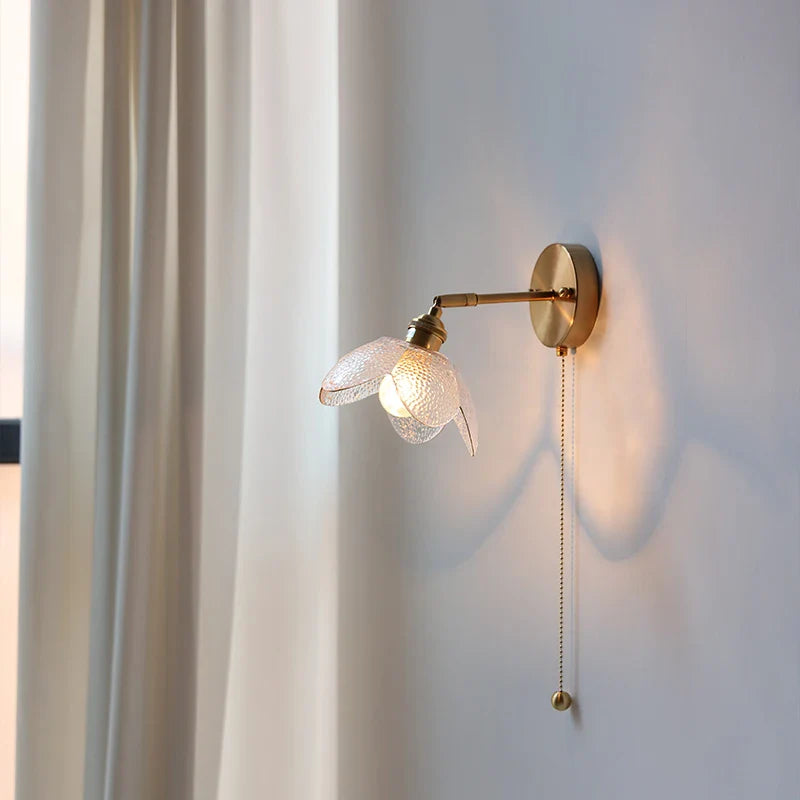 Afralia™ Gray Glass LED Wall Lights, Pull Chain Switch, Modern Nordic Design