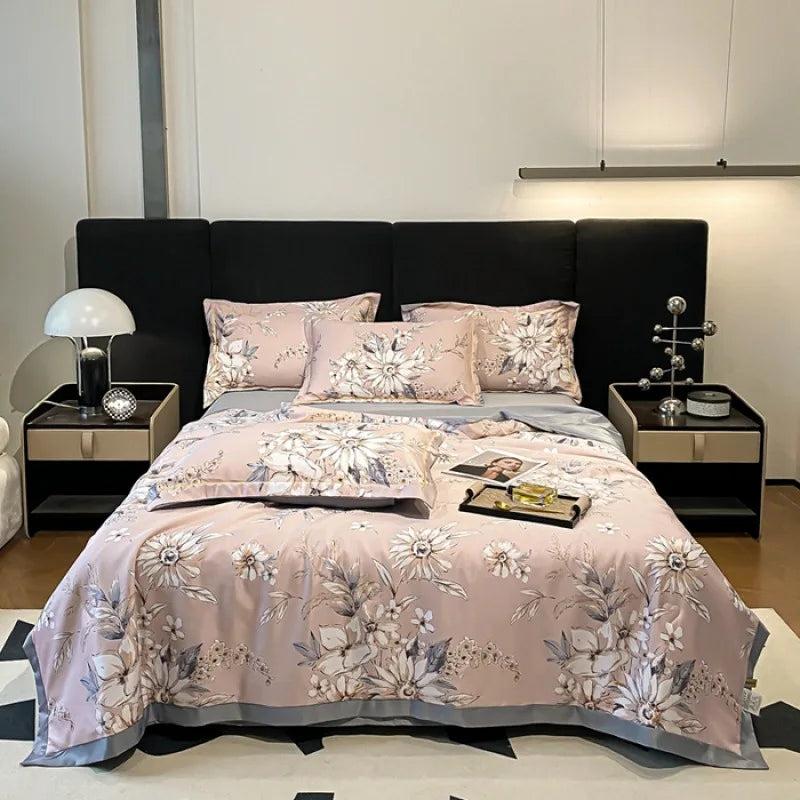 Afralia™ Tie-Dye Floral Satin Blanket Comforter: Super Soft Cooling Quilt for Bedding