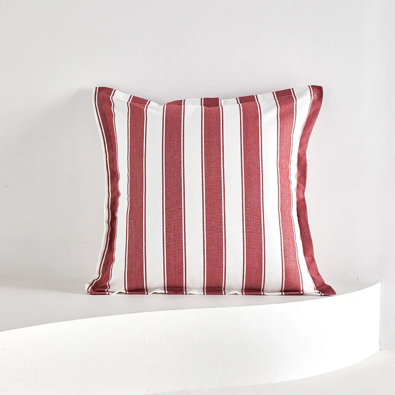 Afralia™ Striped Cushion Cover 45x45cm Red Ivory Recycle Polyester Indoor Outdoor Pillow Cover