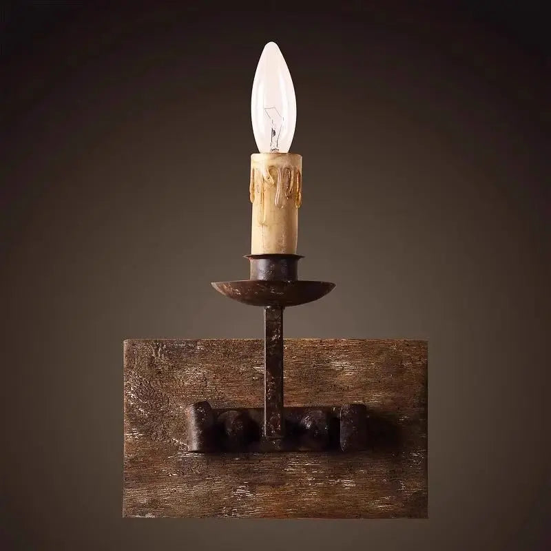 Afralia™ Country Retro Solid Wood Wall Light for Bedroom & Living Room