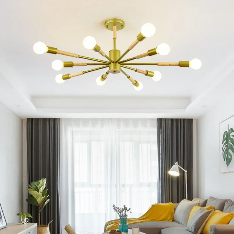 Afralia™ LED Ceiling Lights with Wooden Lampshades for Modern Livingroom and Bedroom