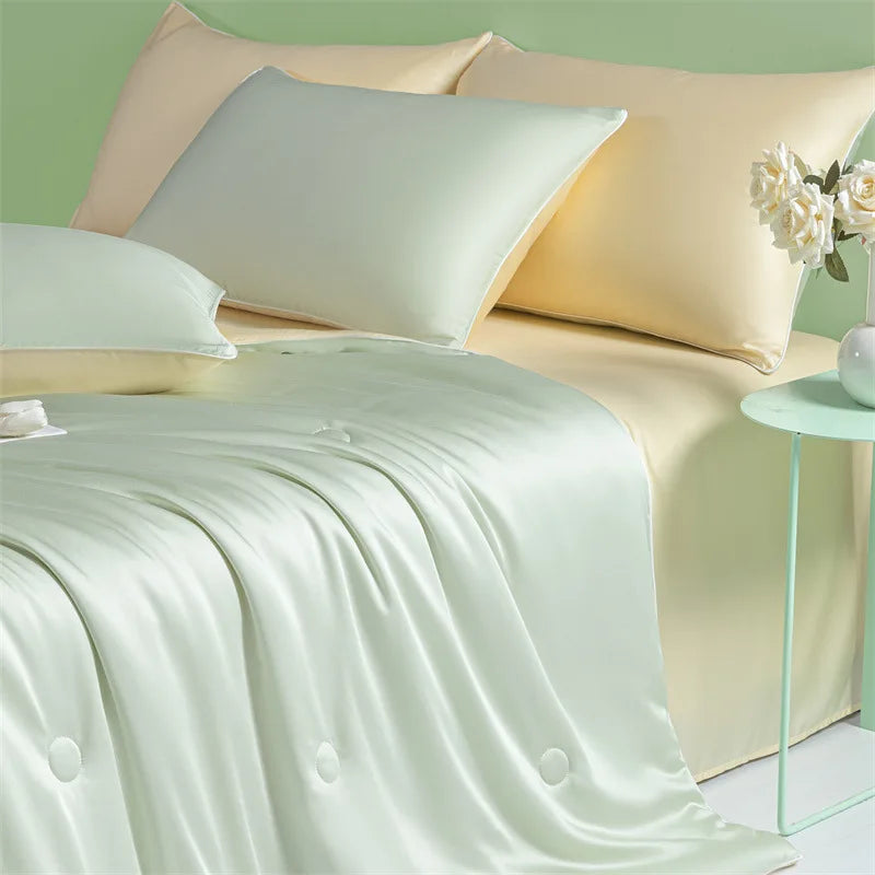 Afralia™ Cool Ice Silk Summer Quilt Set for Single Double Beds