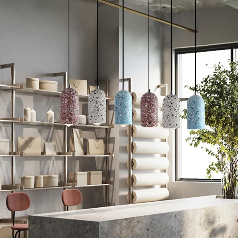 Afralia™ Terrazzo LED Pendant Lamp: Nordic Modern Style for Home, Bar, and Cafe Lighting.