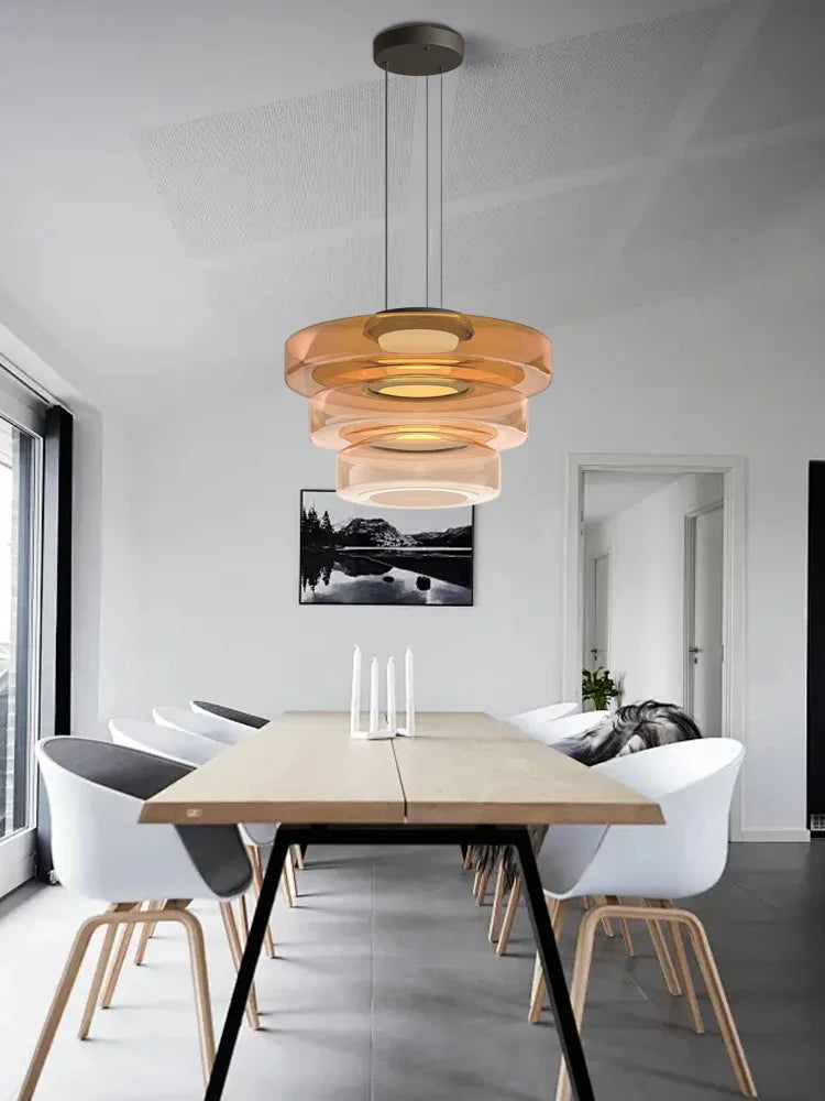 Afralia™ Glass Plate Ceiling Pendant Lights LED Fixture