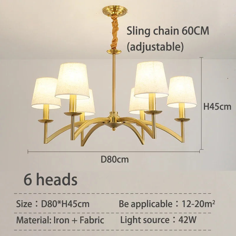 Afralia™ Retro Fabric Pendant Chandelier for Living Room Dining Bedroom Kitchen