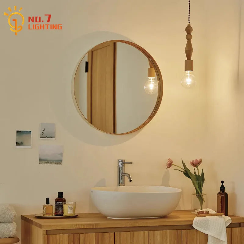 Afralia™ Wood Glass LED Pendant Light for Restaurant Bar Bedroom Decor