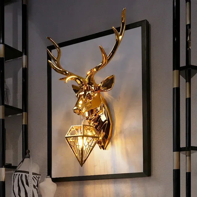 Afralia™ Nordic Antler Wall Lamp for Luxury Décor, Silver Gold Buckhorn Wall Light