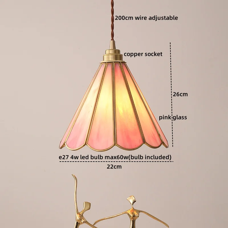 Afralia™ Glass Copper Pendant Light Modern LED Hanging Light for Home Decor