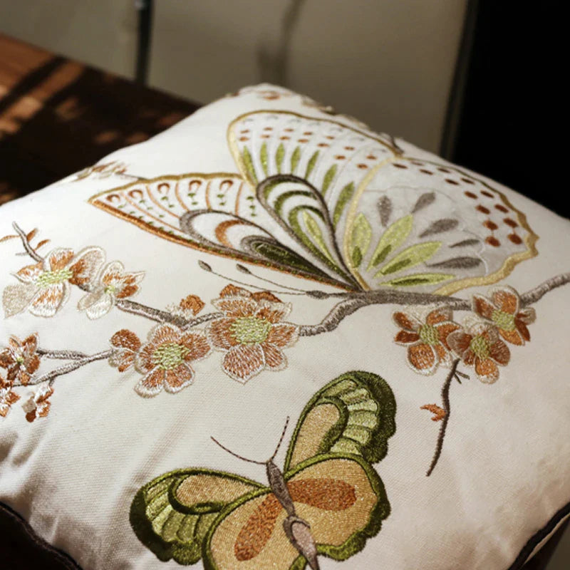 Afralia™ Butterfly & Dragonfly Sofa Cushion Cover, European Embroidered Design