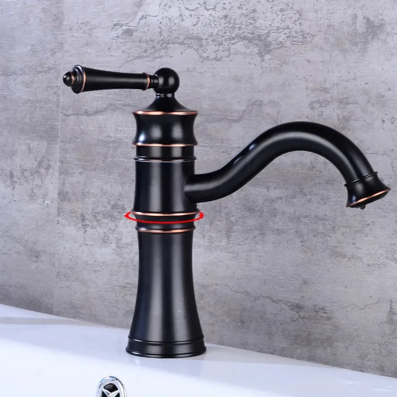 Afralia™ Black Brass Basin Faucet High Arch Single Handle Deck Mounted Mixer