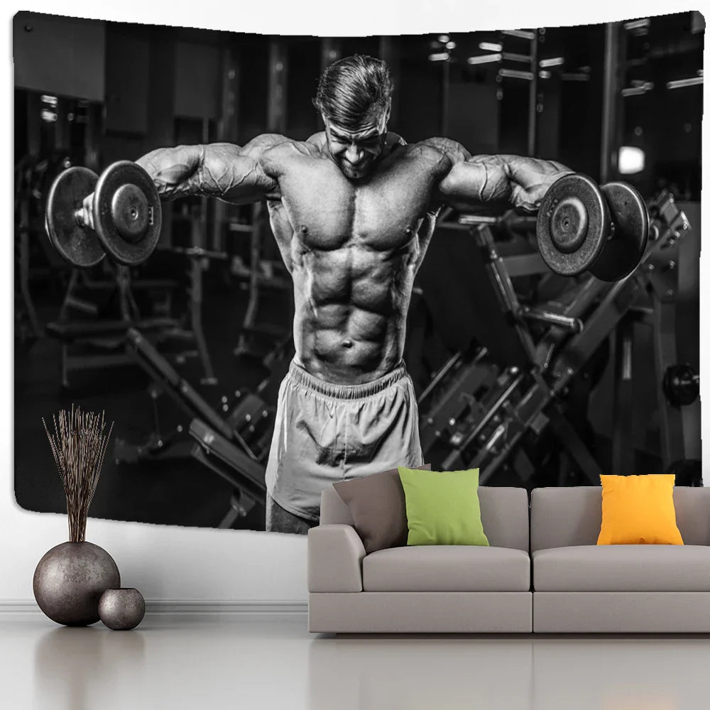 Afralia™ Mystery Muscle Man Tapestry Wall Hanging - Hippie Psychedelic Decor