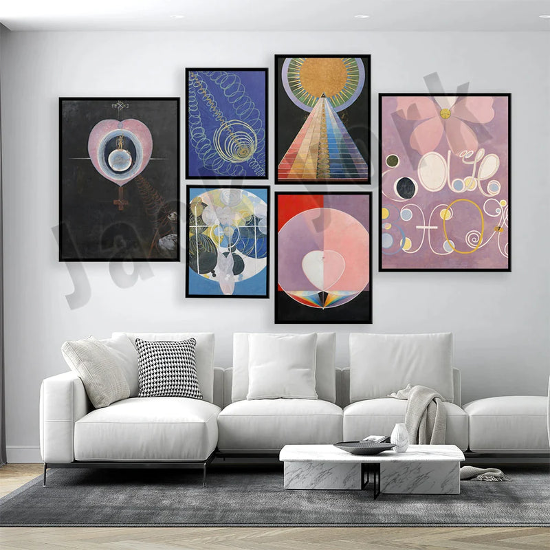 Afralia™ Abstract Art Canvas Wall Print Modular Exhibition for Home Decor