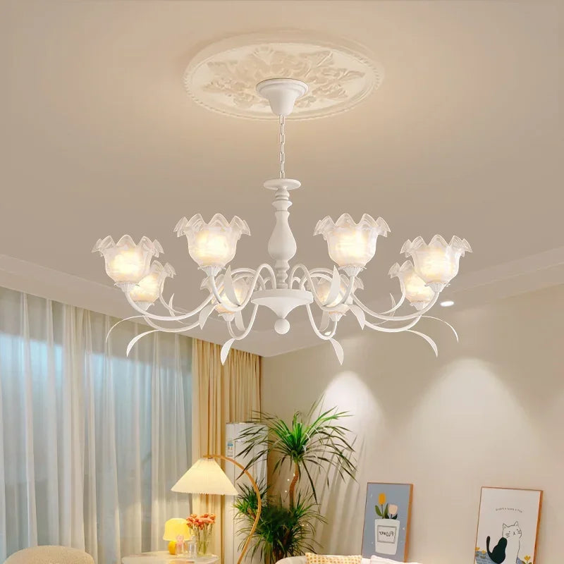 Afralia™ Lily Of The Valley Glass Chandelier Light: Modern Cream Wind Lamp for Living Room & Bedroom