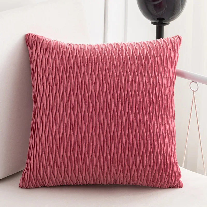 Afralia™ Velvet Striped Pleated Square Pillowcase