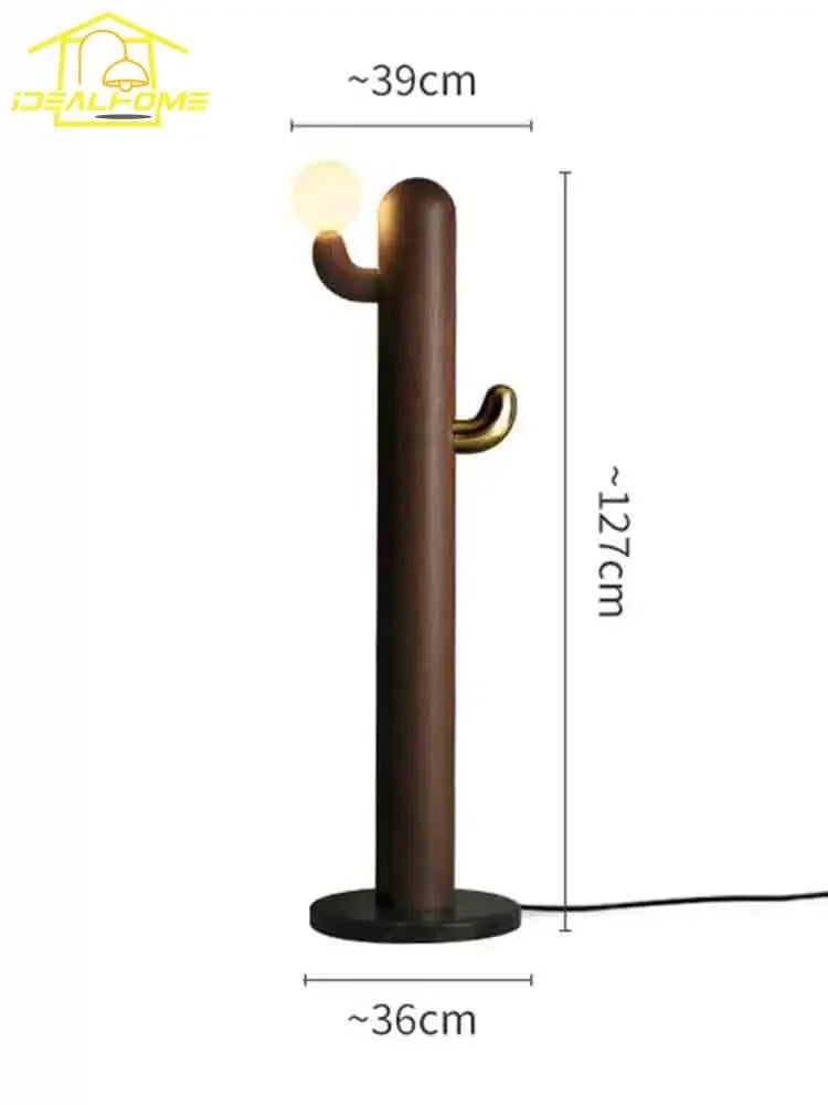 Afralia™ Modern Copper Wood Cactus Floor Lamp for Stylish Home Decor