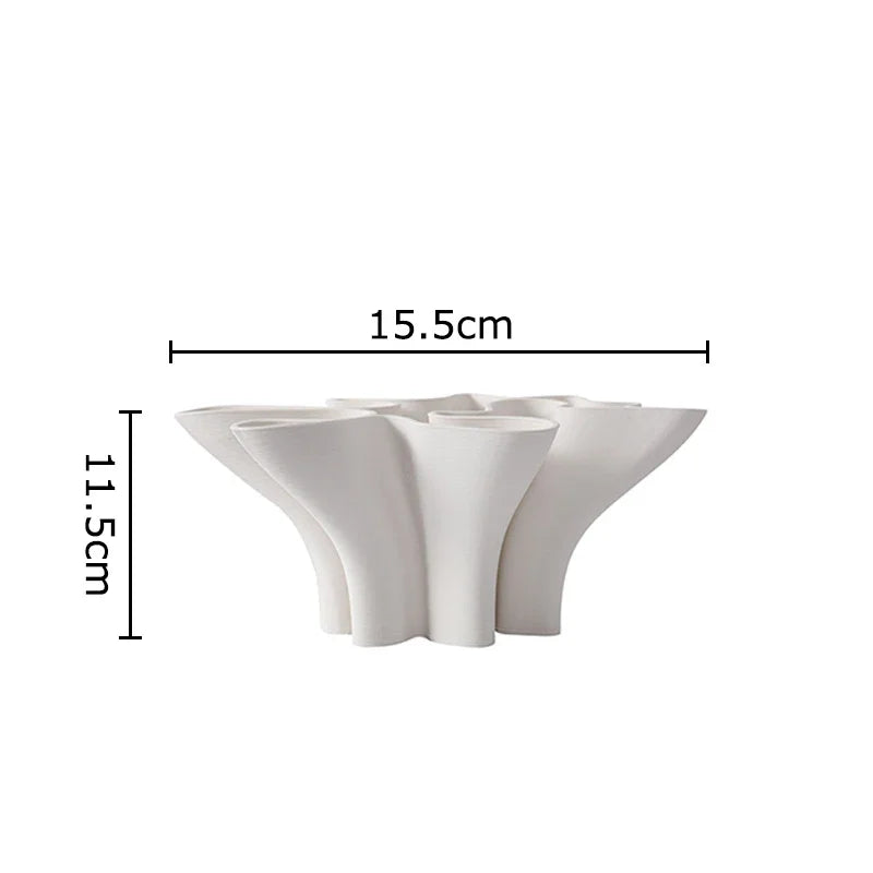 Afralia™ Ceramic Floral Edge Vase - Desk Decoration Flowers and Artificial Arrangement