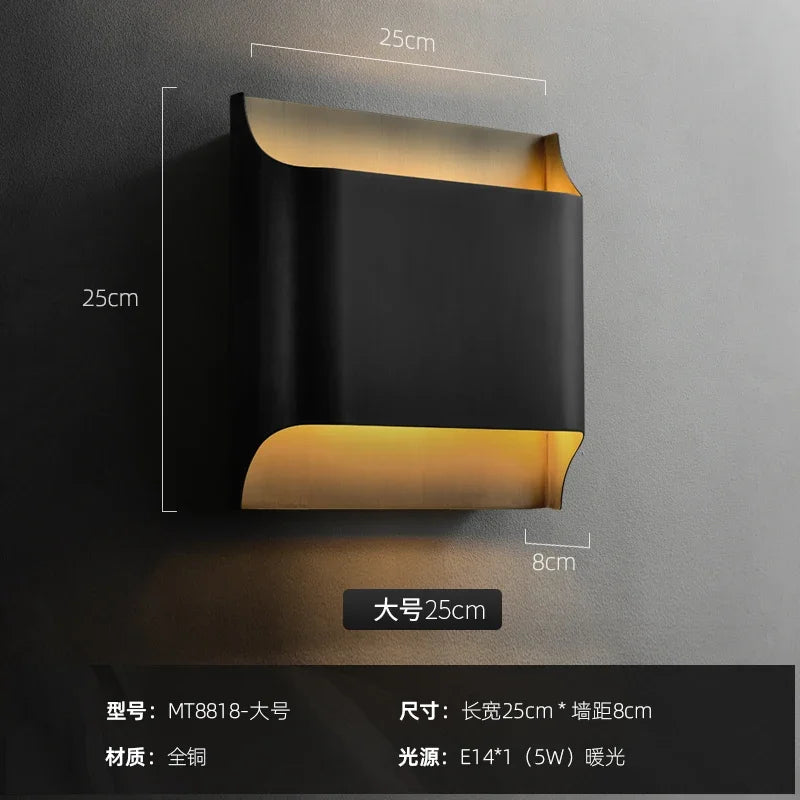 Afralia™ Modern Art Brass LED Wall Lamp for Hotel Living Room & Bedroom