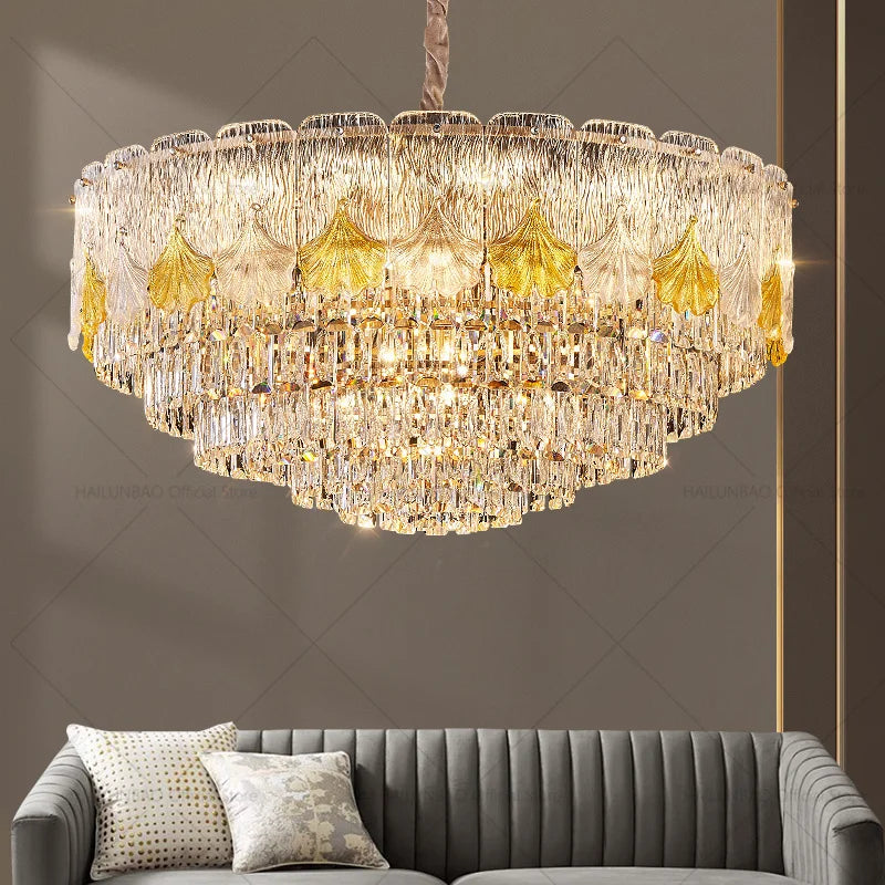 Afralia™ European Crystal Chandelier Light for Luxury Living Room, Dining Room, Hall and Villa
