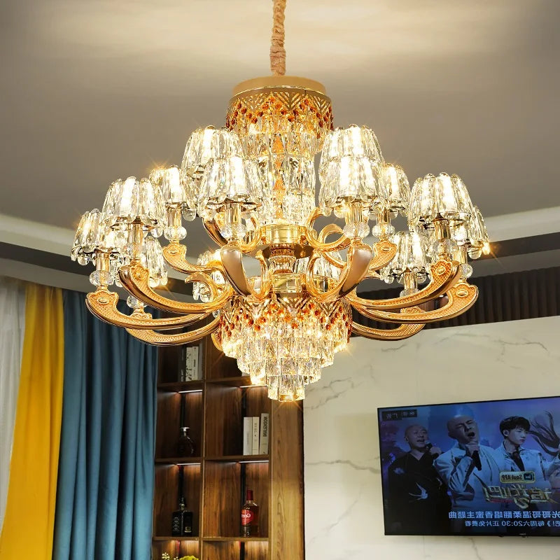 Afralia™ Crystal Luxury Chandelier: Elegant European Atmosphere Lighting for Living Room, Bedroom, and Restaurant