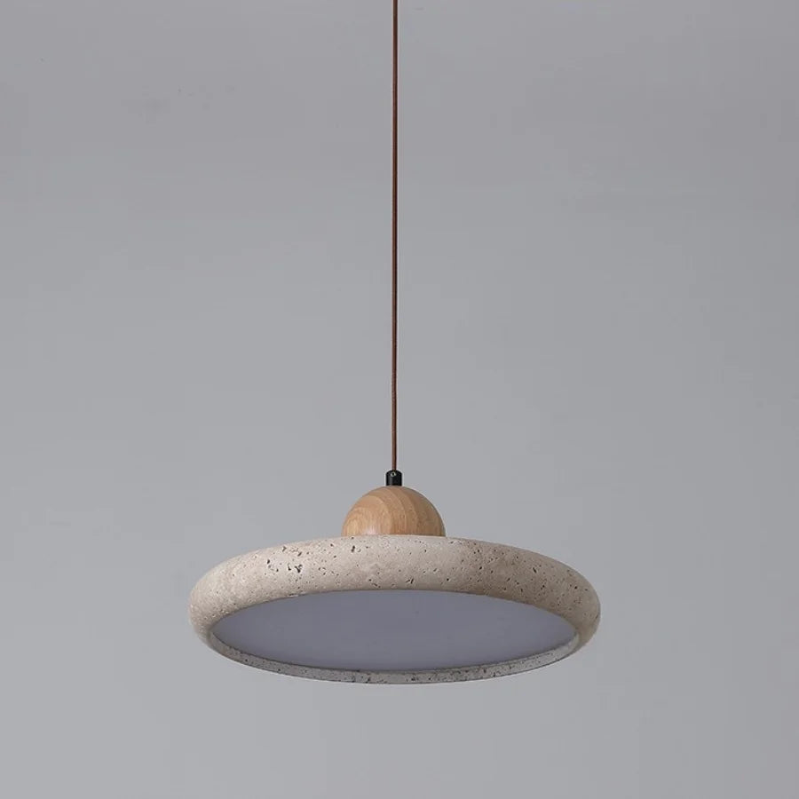 Afralia™ LED Pendant Lamp Wood Globe Round Yellow Stone Hanging Lights