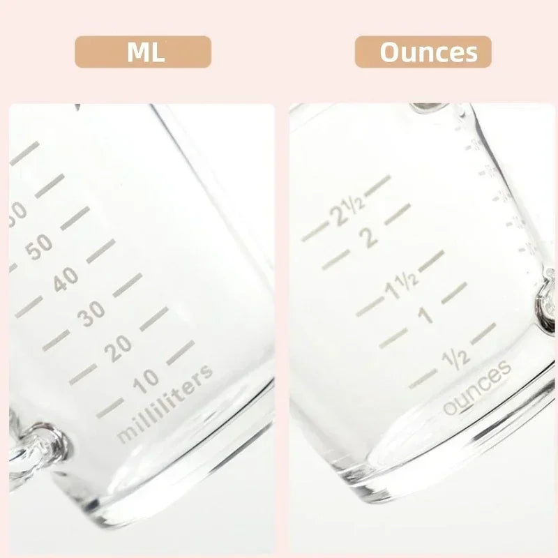 Afralia™ Glass Espresso Measuring Cup Double Mouth Clear Scale Milk Latte Jug