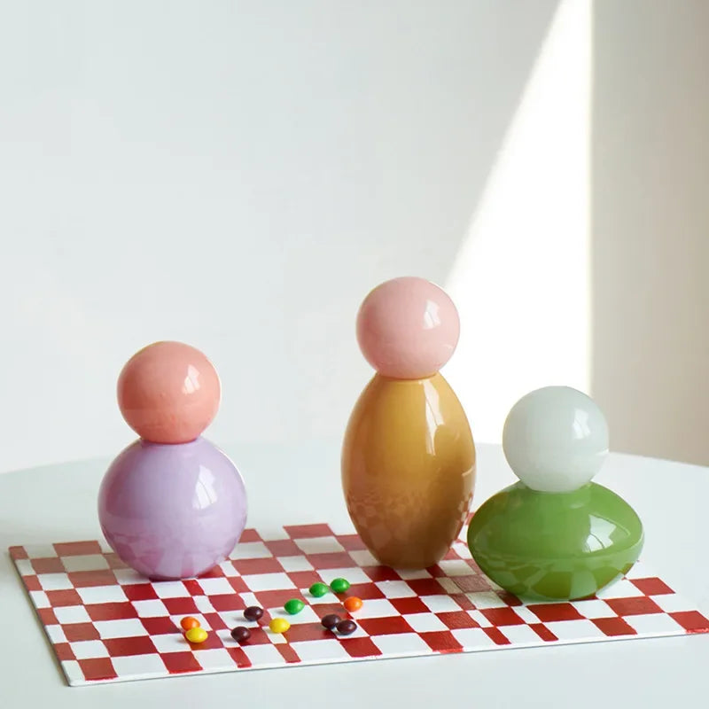 Afralia Geometric Sphere Glass Vase with Lid, Desktop Storage Container