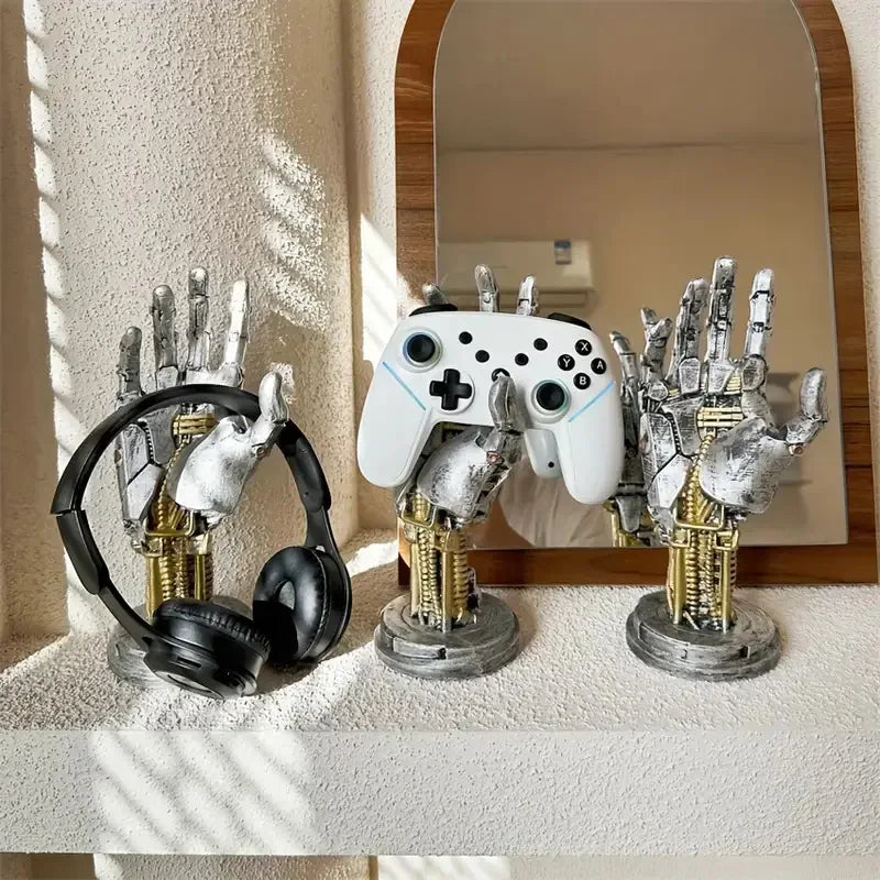 Afralia™ Cyberpunk Mechanical Arm Desktop Stand - Simulated Robot Hand Sculpture