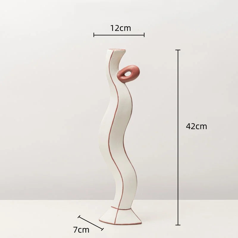 Afralia™ Geometric Black Lines Resin Vase - Handcrafted Floral Home Decor