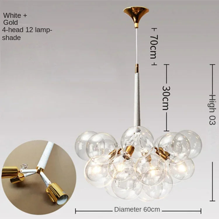 Afralia™ Nordic Glass Chandelier Pendant Lights - Black/White/Coffee - 9/12/18 Bubbles - Home Decor