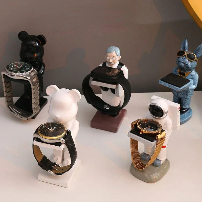 Afralia™ Bear Statue Watch Rack: Smart Watch Display & Storage Stand