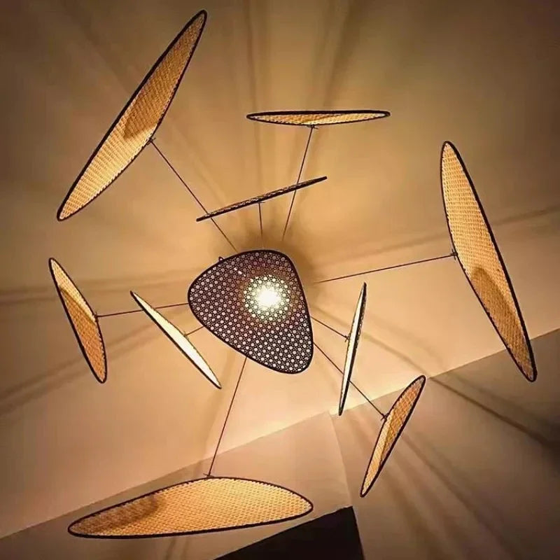 Afralia™ Rattan Art LED Chandeleir for Home & Hotel Decor