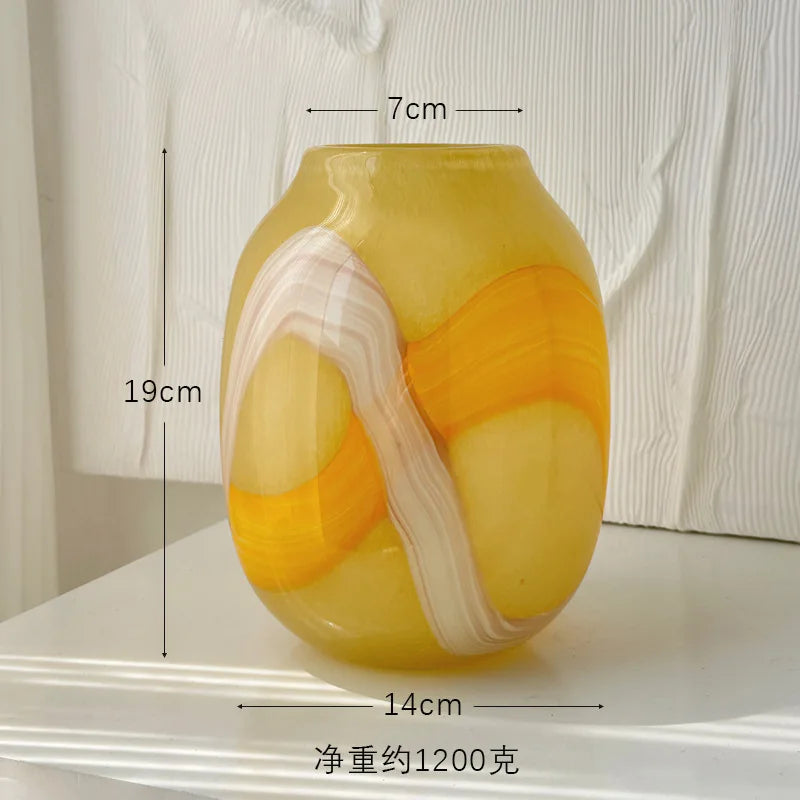 Afralia™ Irregular Geometric Graffiti Glass Vase for Floral Arrangement and Home Decoration