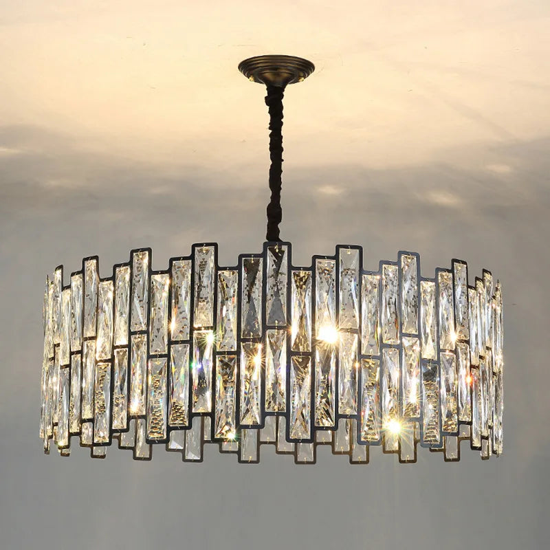 Afralia™ Retro LED Crystal Black Chandelier for Stylish Living Rooms