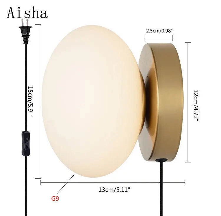 Afralia™ Golden Glass Ball Wall Lamp Sconces for Modern Home Decoration