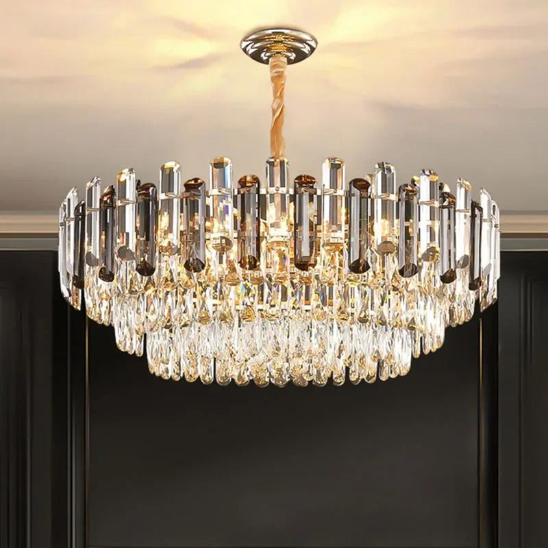 Afralia™ Gold Crystal Chandelier: Nordic Luxury Lighting for Living Room, Dining Room, Kitchen Island