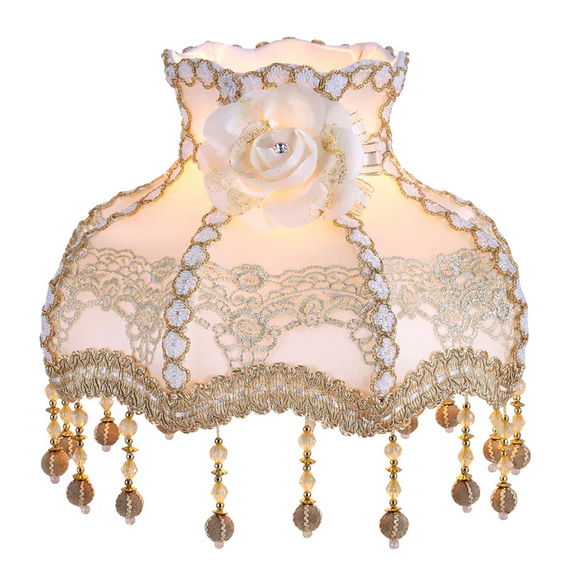 Afralia™ Embroidery Lace Fabric Table Lamp Shade - Pleated Design for American Style