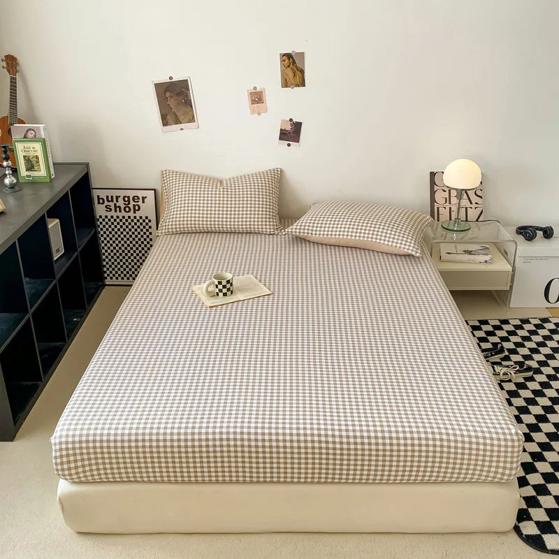 Afralia™ Plaid Style Fitted Sheet - Skin-friendly Elastic Bedsheet for Kids' Room