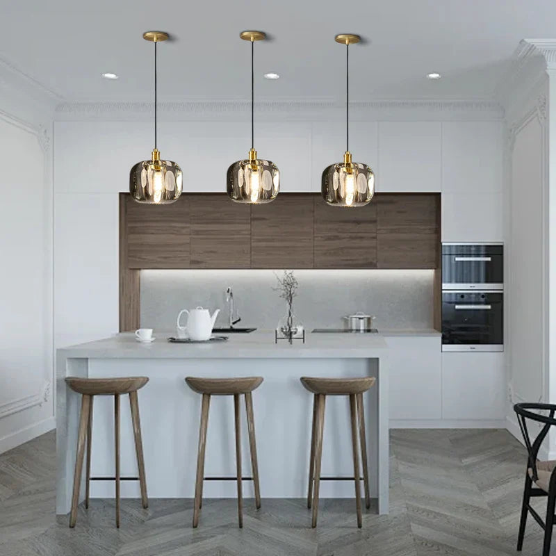 Afralia™ Luxury Copper Crystal Pendant Lights for Home Kitchen Bar Decoration