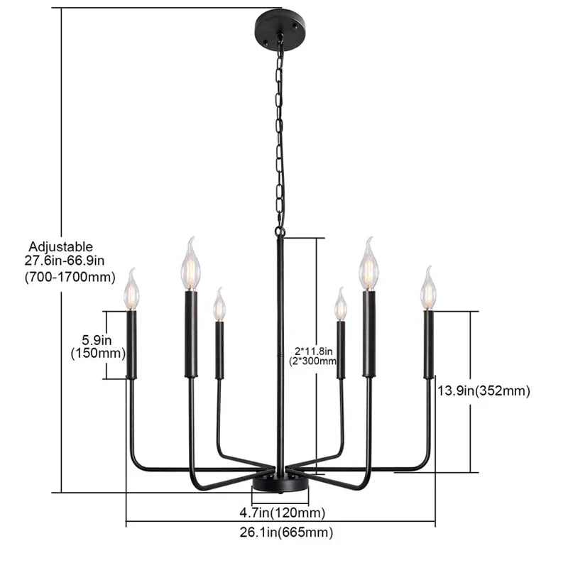Afralia™ Modern Farmhouse 8-Light Brass & Black Candle Chandelier