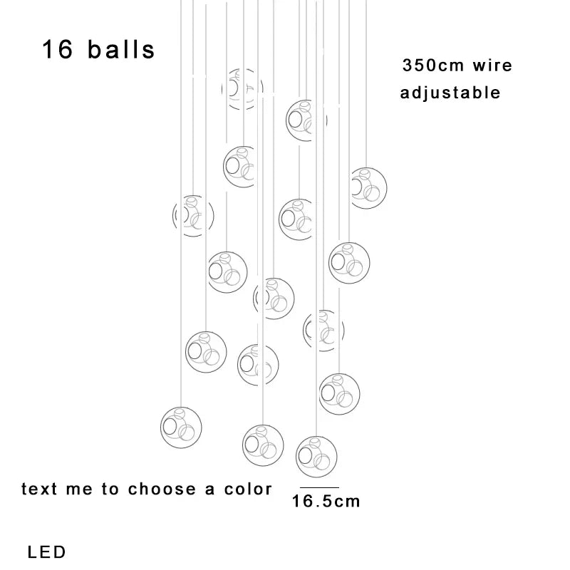 Afralia™ Glaze Glass Pendant Lights 16PCS LED Dimmable Hanging Lamp Vintage Sputnik