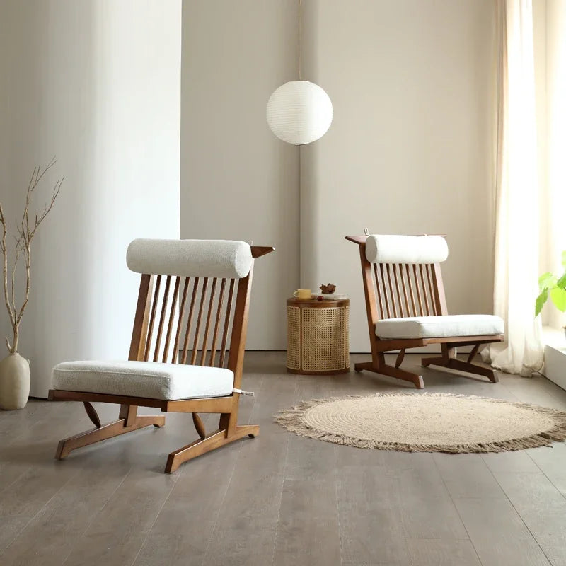 Afralia™ Solid Wood Rocking Chair | Balcony Leisure Recliner | Nordic Retro Design