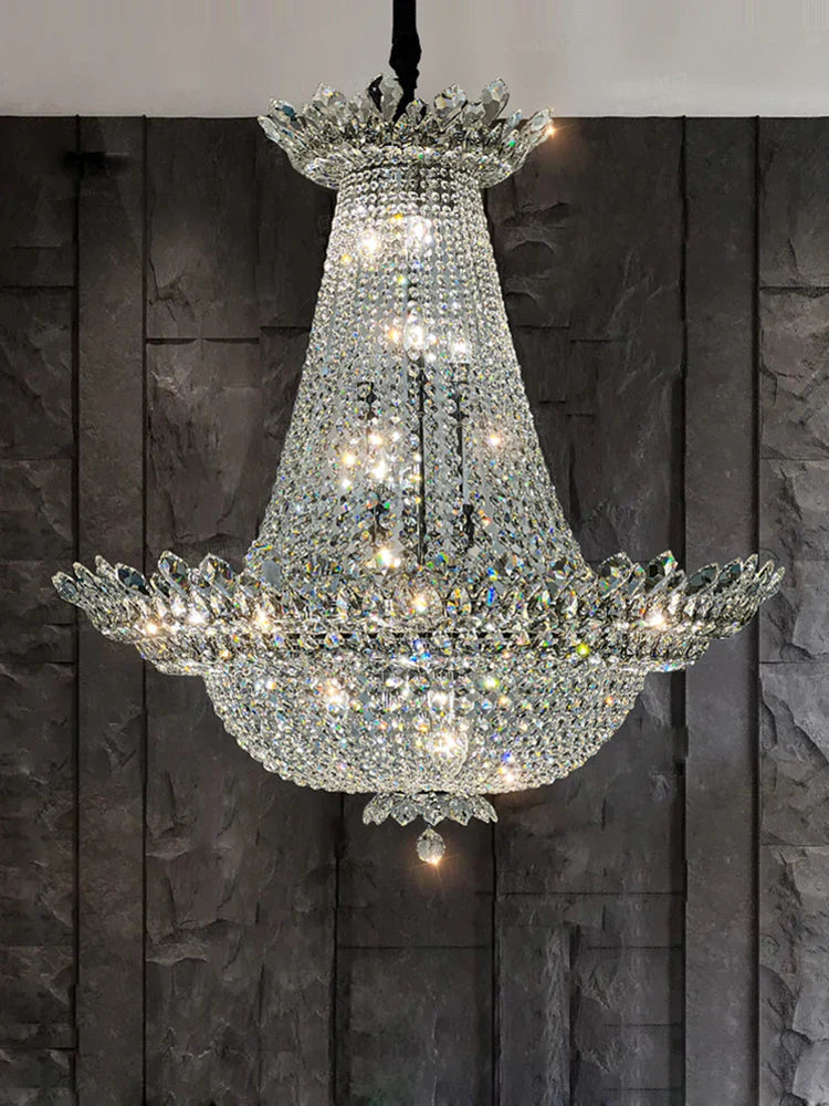 Afralia™ K9 Crystal Chrome LED Chandelier for Trendy Living Room Lighting