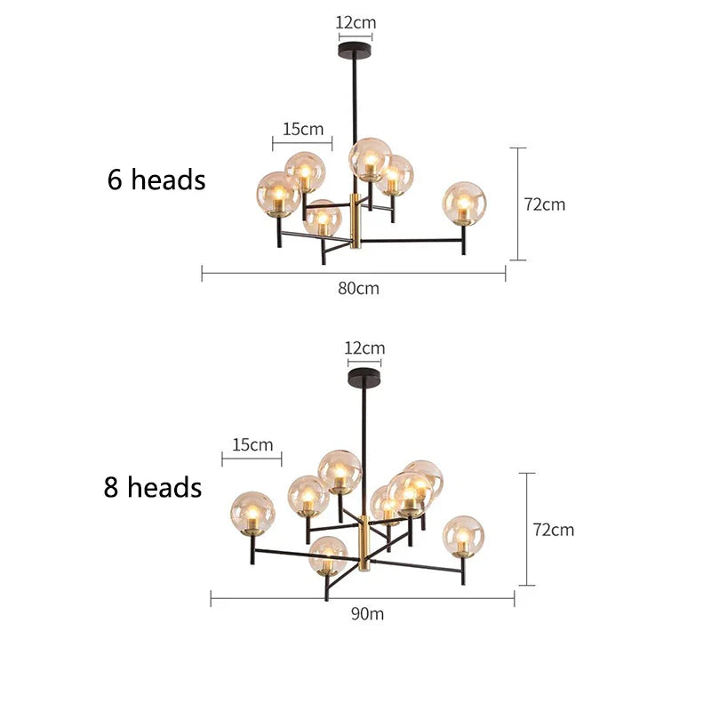 Afralia™ Nordic Wrought Iron Chandelier for Kitchen Living Room Bedroom Lighting