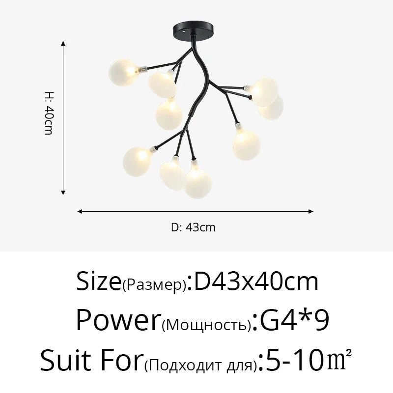Afralia™ Firefly LED Chandelier Black Gold - Modern Minimalist Ceiling Pendant Lamp