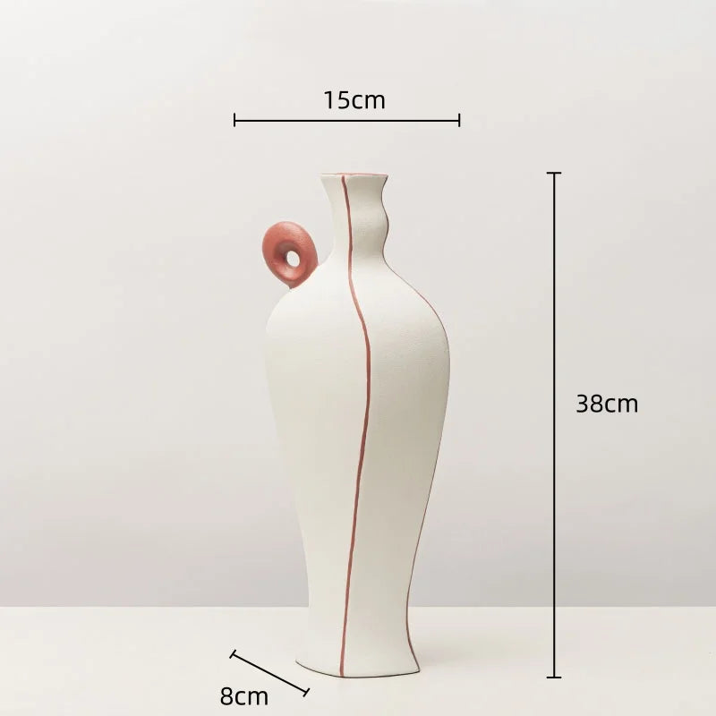 Afralia™ Geometric Black Lines Resin Vase - Handcrafted Floral Home Decor