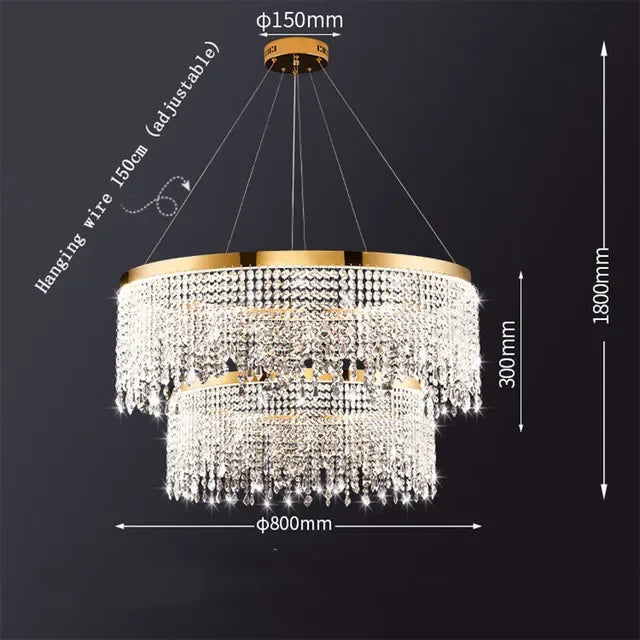 Afralia™ Crystal Chandelier: Luxury Gold LED Circle Ceiling Pendant Light