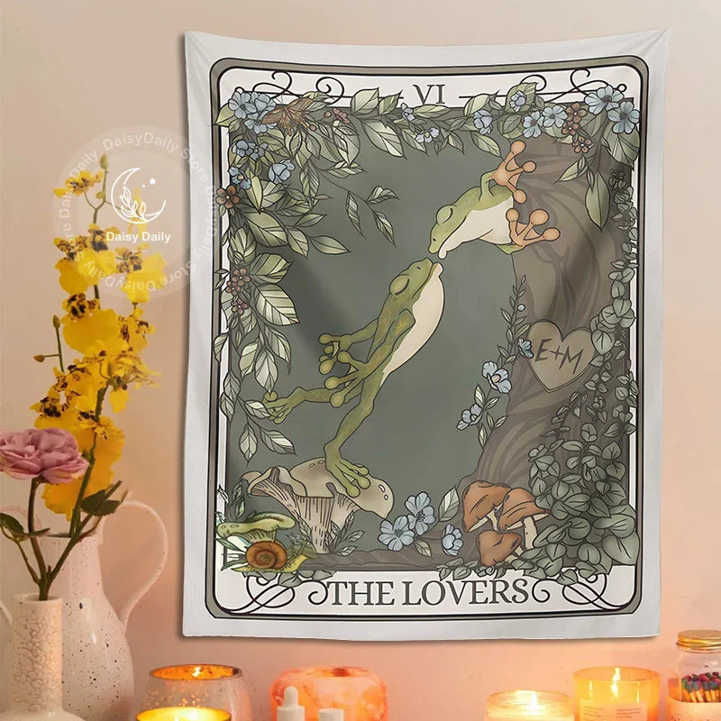 Afralia™ Frog Lover Tarot Tapestry: Cute Boho Room Decor & Bedroom Wall Hanging