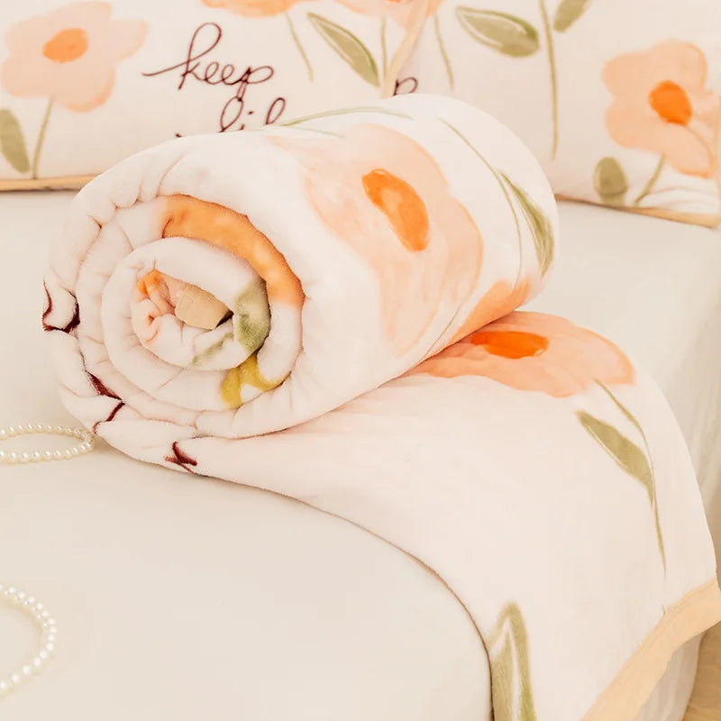 Afralia™ Milk Velvet Cartoon Printed Blanket: Multi Functional Skin-Friendly Winter Warm Bed Sheet