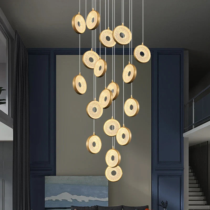 Afralia™ Modern Villa Long Chandelier - Luxury Nordic Apartment Acrylic Ring Chandelier